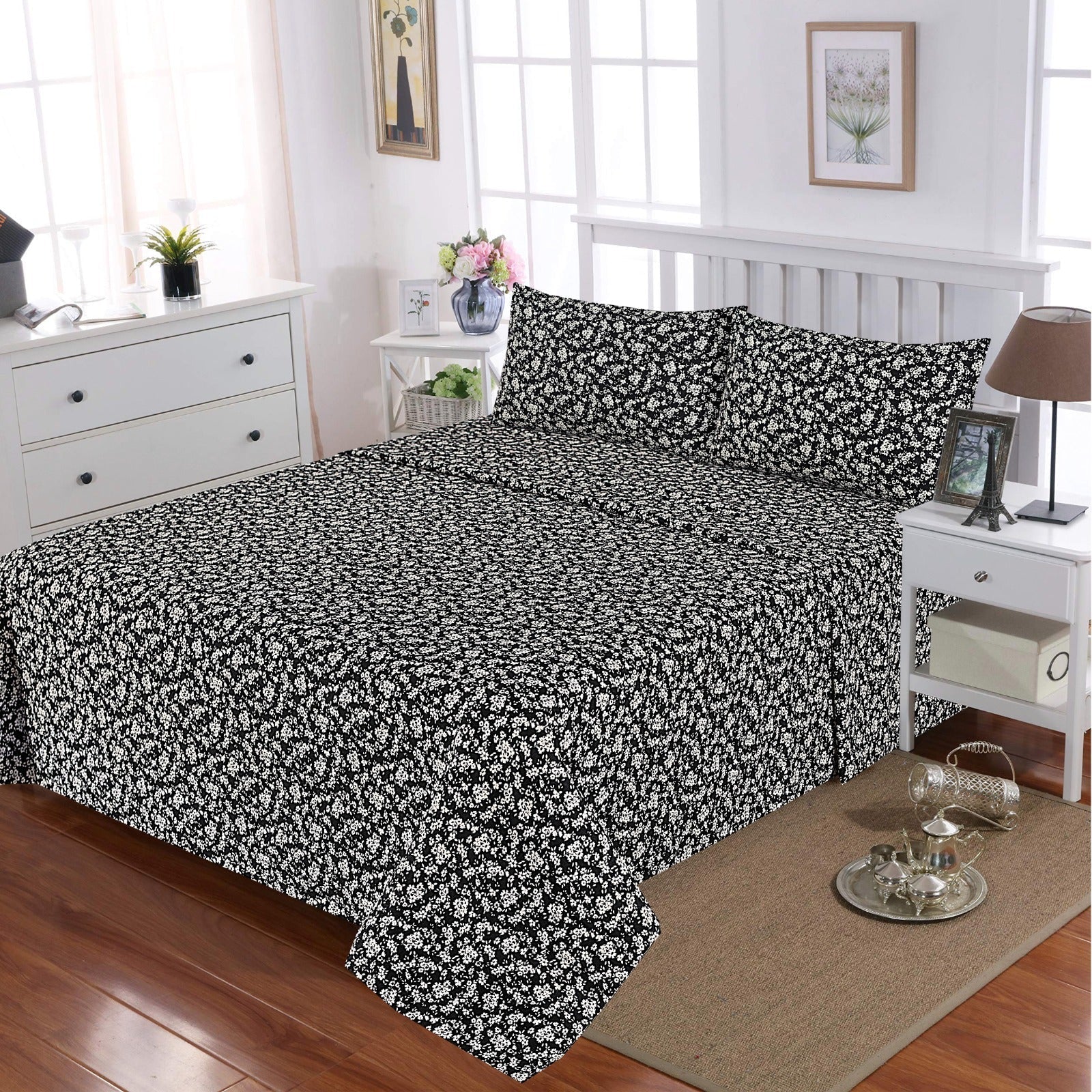 Black Chrome Floral-3pcs Cotton Punch